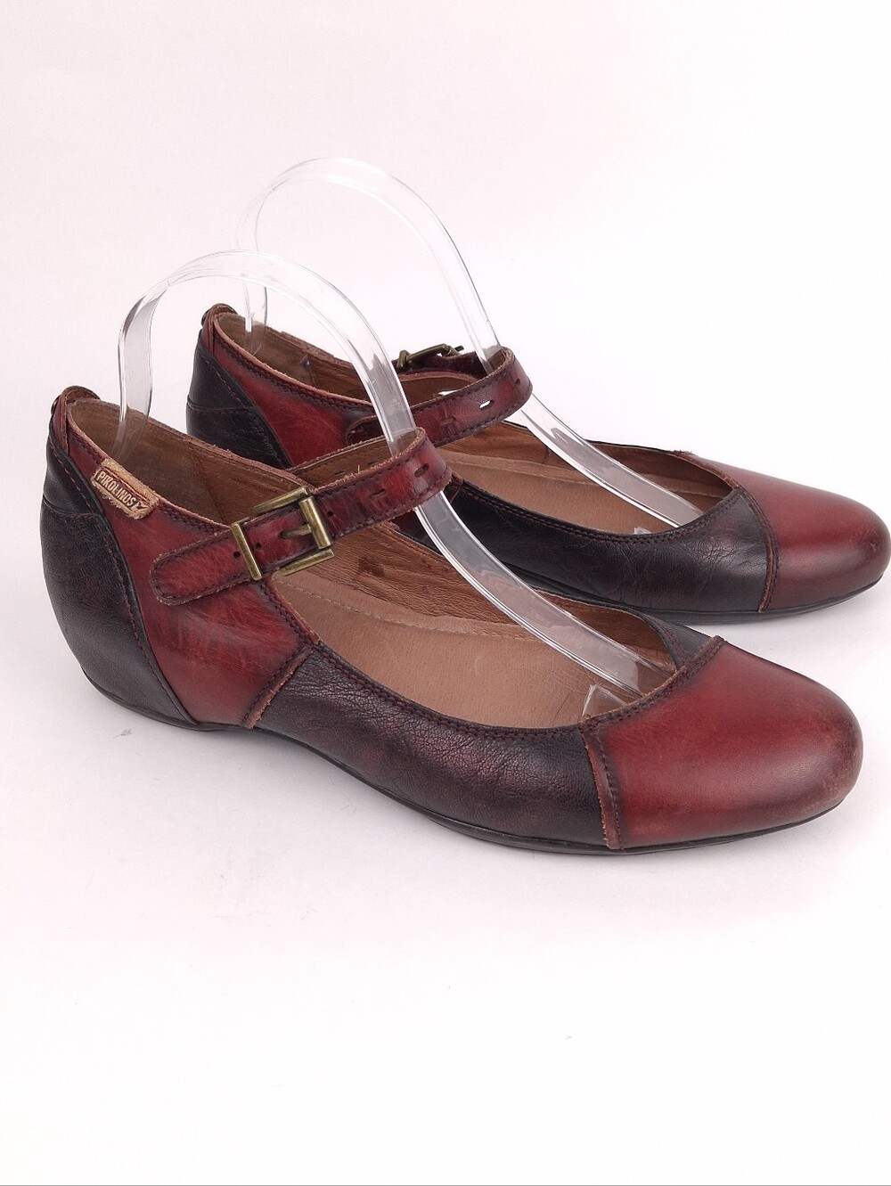Pikolinos leather Mary Jane shoes flats boho color block artisanal Mediterranean